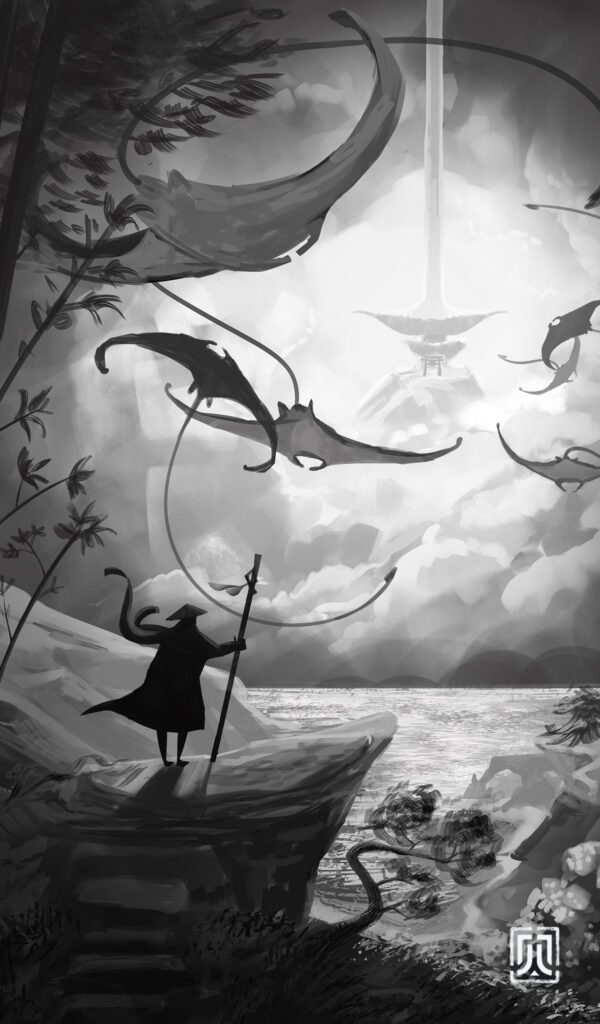 Flying Rays - Grayscale_01